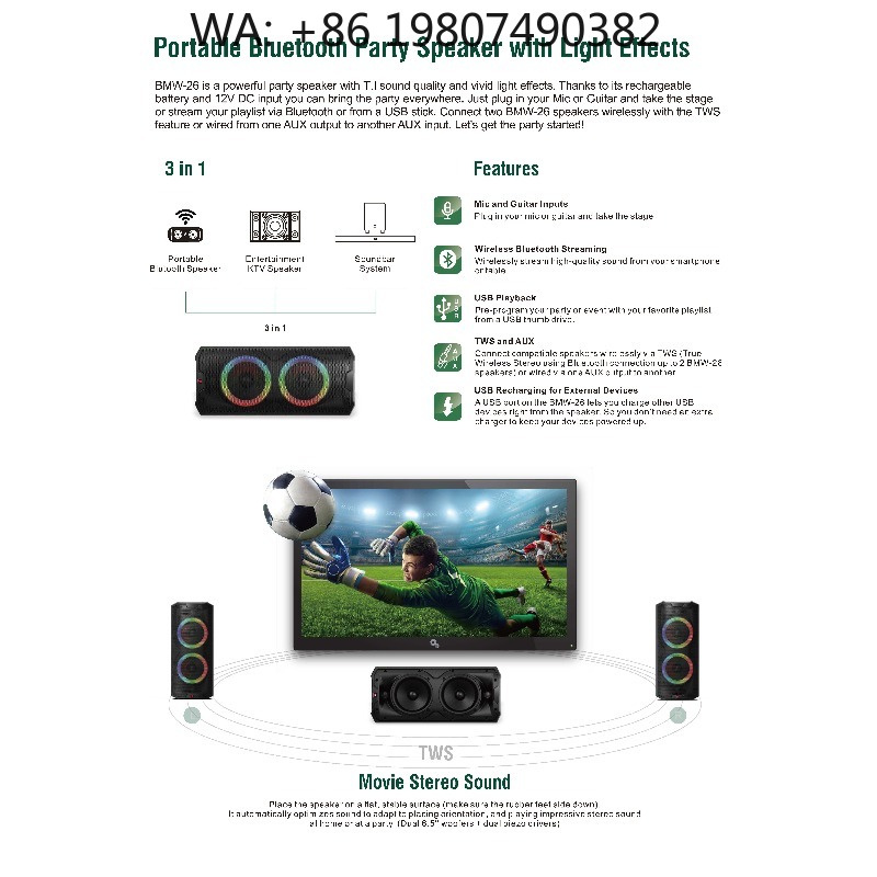 Woofer - Altavoz activo portátil de 6.5 pulgadas,